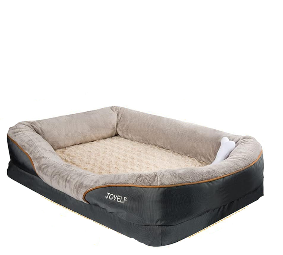 Large Memory Foam Dog Bed, Orthopedic Dog Bed & Sofa with Removable Washable Cover and Squeaker Toy as Gift