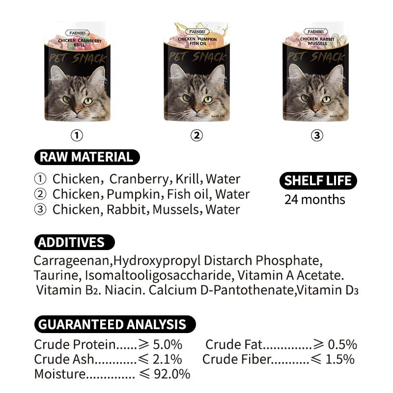 Cat Snack Wet Grain Packs Chicken Cranberry Krill Combo Nutritious and Delicious Cat Snacks Can Be Paired with Staple Food